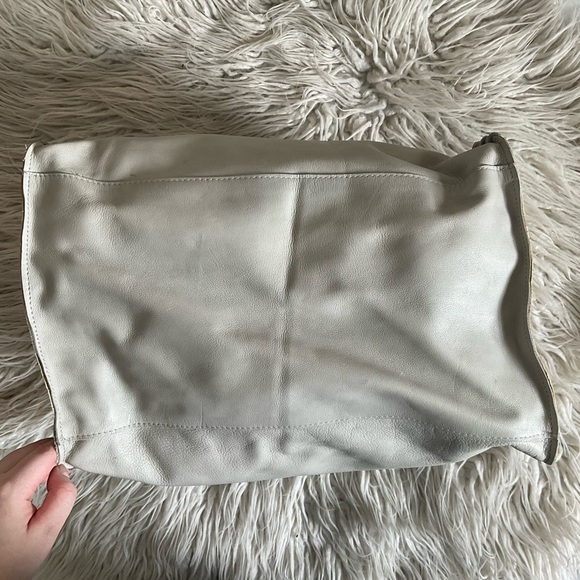 Let & Her Gray Leather Multicolor Snake Skin Side Whipstitch Large Tote Bag EUC - Picture 5 of 8